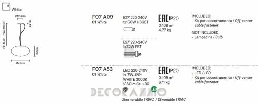 Светильник  потолочный подвесной (Люстра) Fabbian Lumi - F07 A09 01