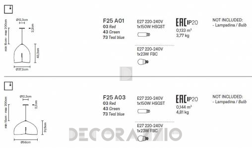 Светильник  потолочный подвесной (Люстра) Fabbian Oru - F25 A01 03