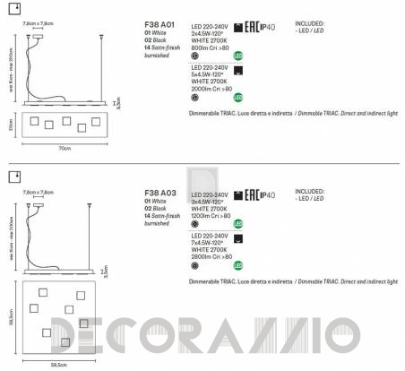 Светильник  потолочный подвесной (Люстра) Fabbian Quarter - F38 A01 01