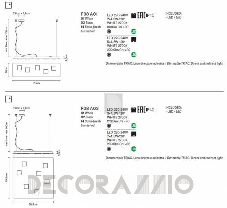 Светильник  потолочный подвесной (Люстра) Fabbian Quarter - F38 A03 01