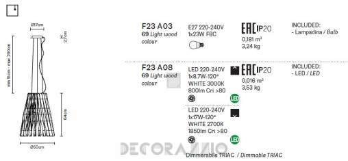 Светильник  потолочный подвесной (Люстра) Fabbian Stick - F23 A03 69