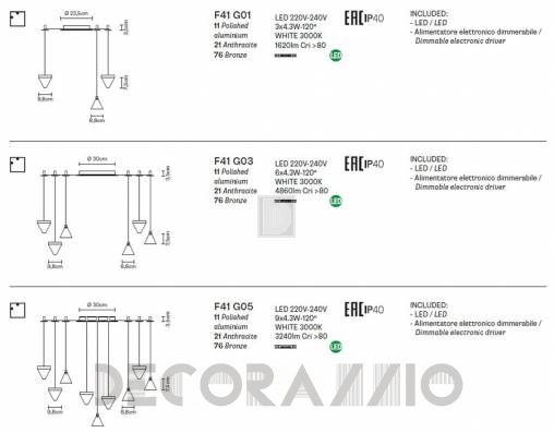 Светильник  потолочный подвесной (Люстра) Fabbian Tripla - F41 G03 76