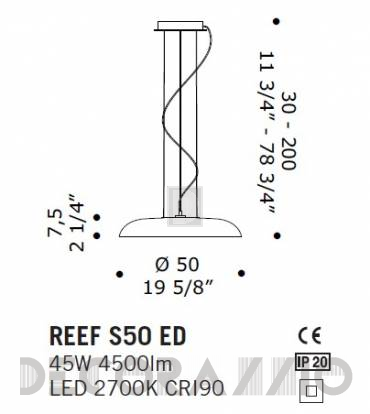 Светильник  потолочный подвесной (Люстра) De Majo Reef - reef S50 ED