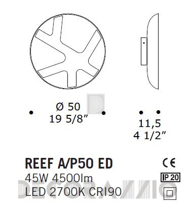 Светильник  потолочный накладной (Светильник потолочный) De Majo Reef - reef A/P50 ED
