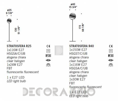 Светильник  напольный (Торшер) De Majo Stratosfera - stratosfera R25