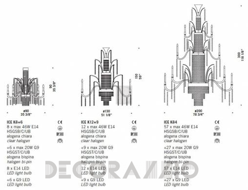 Светильник  потолочный  (Люстра) De Majo Ice - ICE K8+6