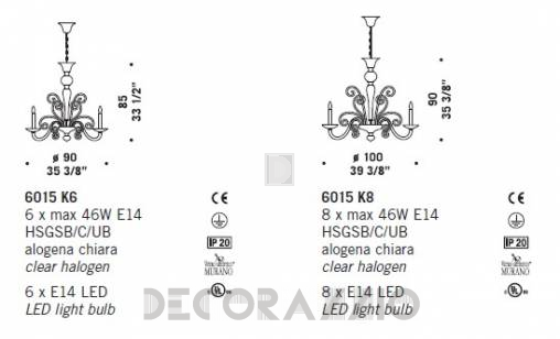 Светильник  потолочный подвесной (Люстра) De Majo 601 - 6015 K8