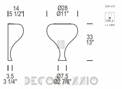 Светильник  настенный накладной (Бра) Leucos Summer - 0004001