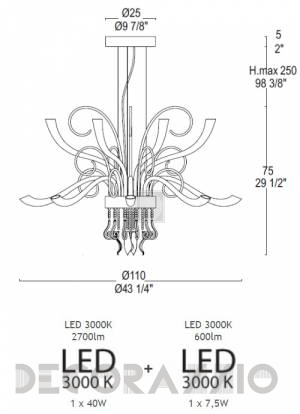 Светильник  потолочный подвесной (Люстра) Leucos Elys?e - 0000777