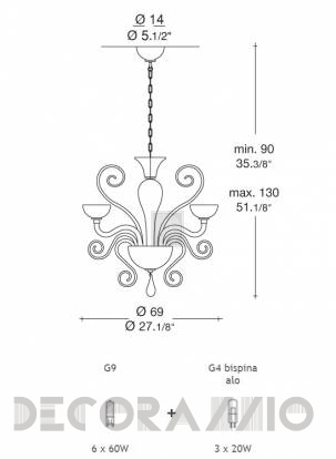 Светильник  потолочный подвесной (Люстра) Leucos Bolero - 0000683