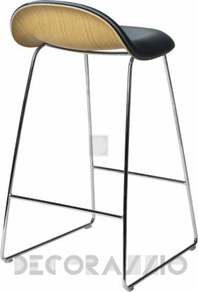 Стул барный Gubi 3D Counter Stool - Chrome_Wood_Oak_BlueGrey