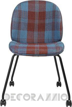 Кресло офисное Gubi Beetle Meeting Chair - 4LegsCastors_Black_DedarPlayfullPlaidT15015