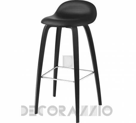 Стул барный Gubi 3D Bar Stool - Woodbase_Chrome_Leather