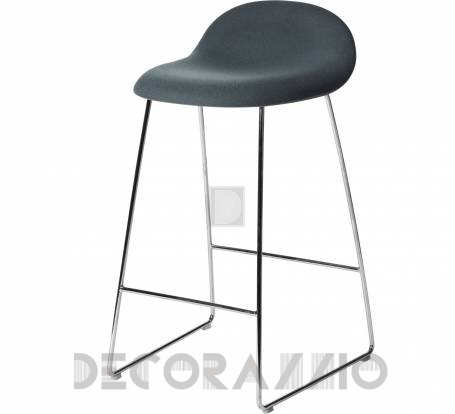 Стул барный Gubi 3D Counter Stool - Chrome_Wood_Oak_BlueGrey