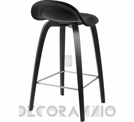 Стул барный Gubi 3D Counter Stool - BlackStainedBirch_Hirek_Black_Leather