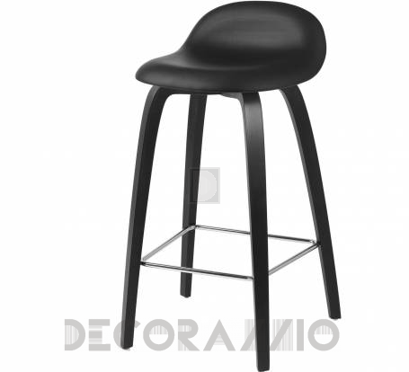 Стул барный Gubi 3D Counter Stool - Chrome_BlackStainedBeech_Leather