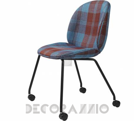 Кресло офисное Gubi Beetle Meeting Chair - 4LegsCastors_Black_DedarPlayfullPlaidT15015